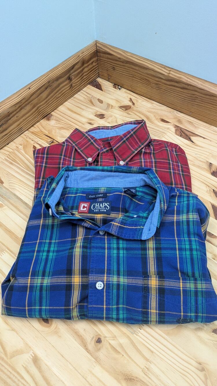 2 CHAPS Dress Shirts Mens L lot of 2 shirts pit to pit 23 inches
